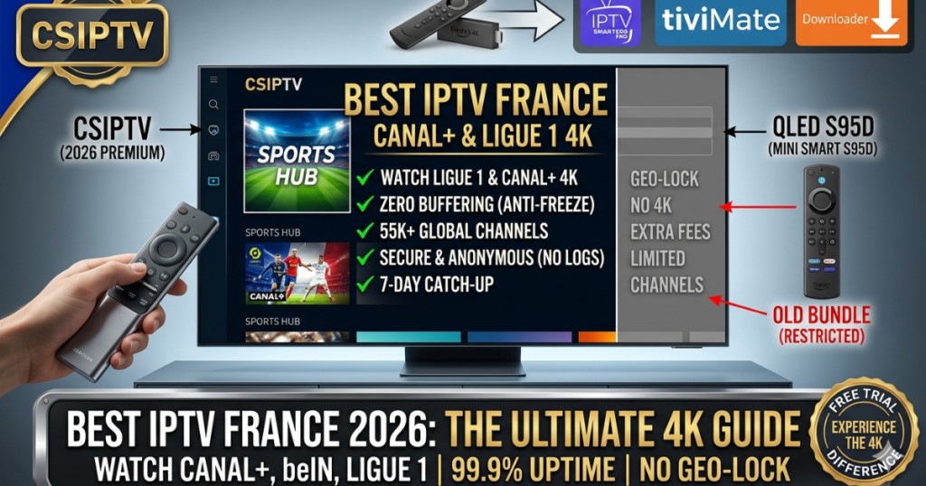 Stream Canal+, beIN Sports, and TF1 in 4K with the Best IPTV France service. 99.9% uptime, no buffering, and secure access for 2026.