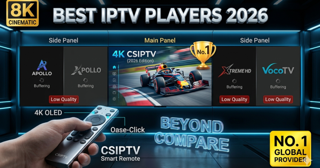 Compare the Best IPTV Players 2026. Discover why CSIPTV is the top-rated international provider for 4K stability, zero buffering, and global channel access.