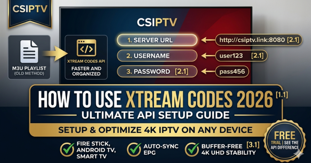 Master how to use Xtream Codes for instant IPTV activation. Learn why the Xtream Codes API is better than M3U for Firestick, Android TV, and Smart TVs.