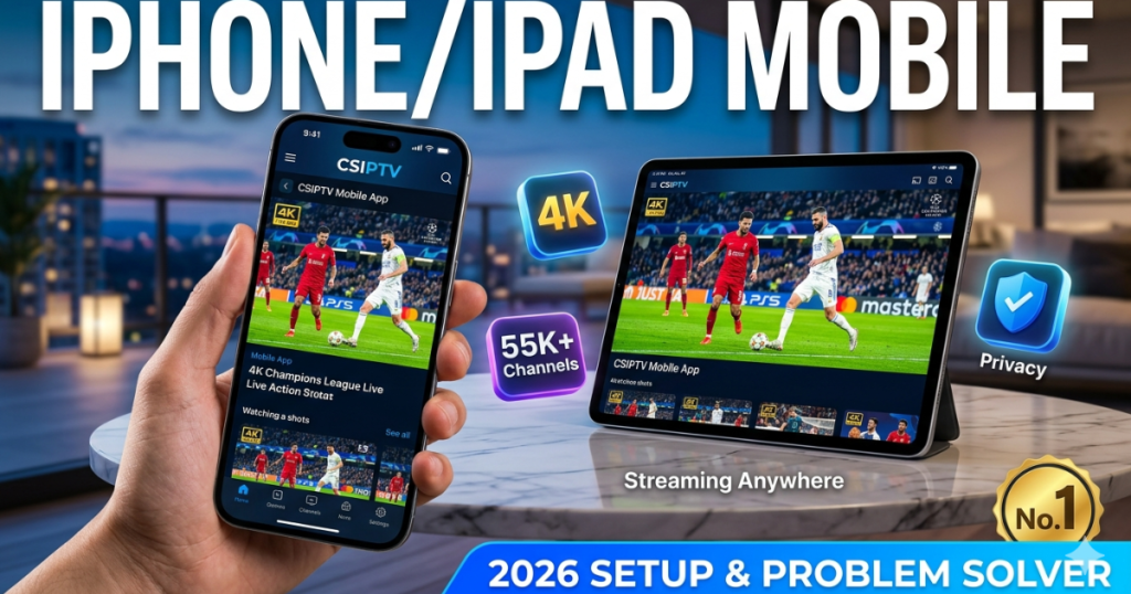 Master your iPhone/iPad Mobile IPTV setup for 2026. Learn the best apps, solve common iOS streaming issues, and unlock 4K content with CSIPTV.