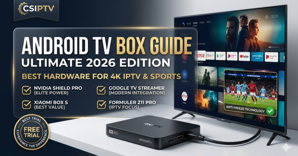 Our 2026 Android TV Box Guide covers the best hardware for CSIPTV. Learn to setup Nvidia Shield, Xiaomi, and Google TV for a buffer-free 4K experience.