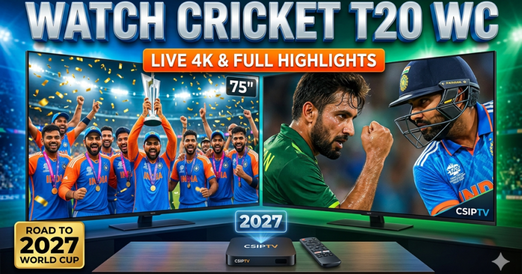 Learn how to Watch Cricket T20 WC in 4K UHD. Get live matches, Pak vs Ind highlights, and the 2027 World Cup schedule on CSIPTV.