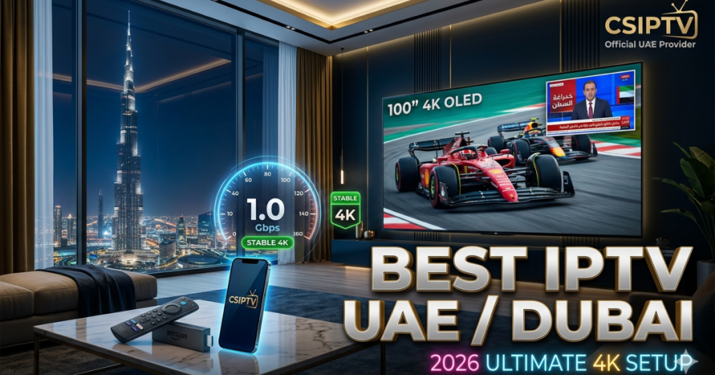 Discover the Best IPTV UAE/Dubai service. CSIPTV offers 4K local channels, 55,000 global networks, and 24/7 support for Dubai viewers.