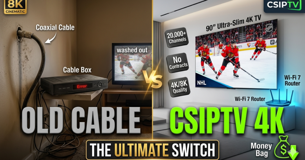 Compare CSIPTV vs Local Cable. Discover why wire-free 4K streaming offers more channels, better pricing, and total flexibility over traditional cable TV in 2026.