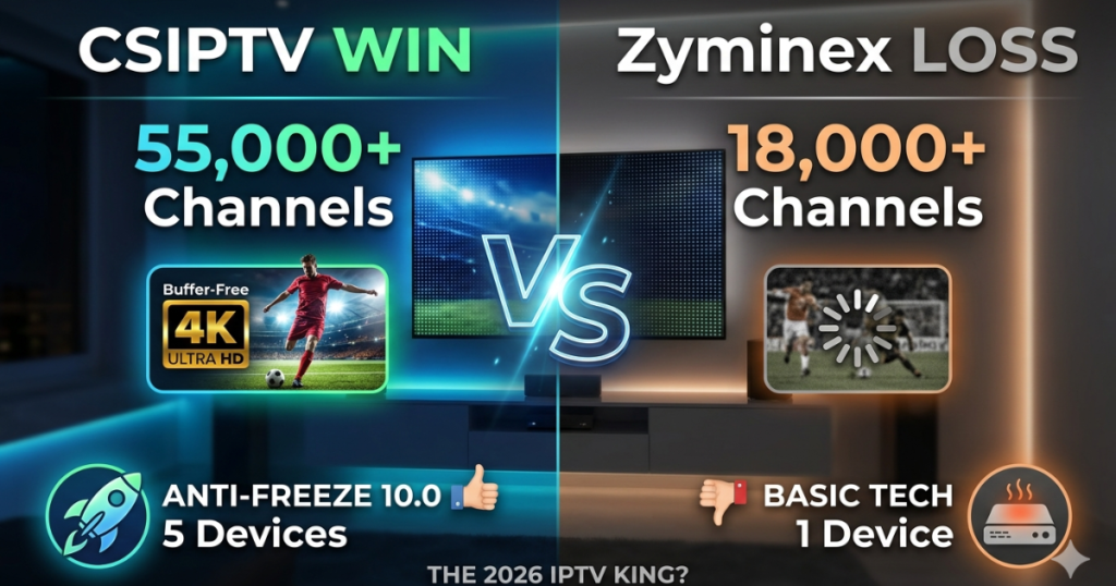ompare CSIPTV vs Zyminex. We analyze channel quality, server stability, and pricing. Find the best service for your streaming needs here.