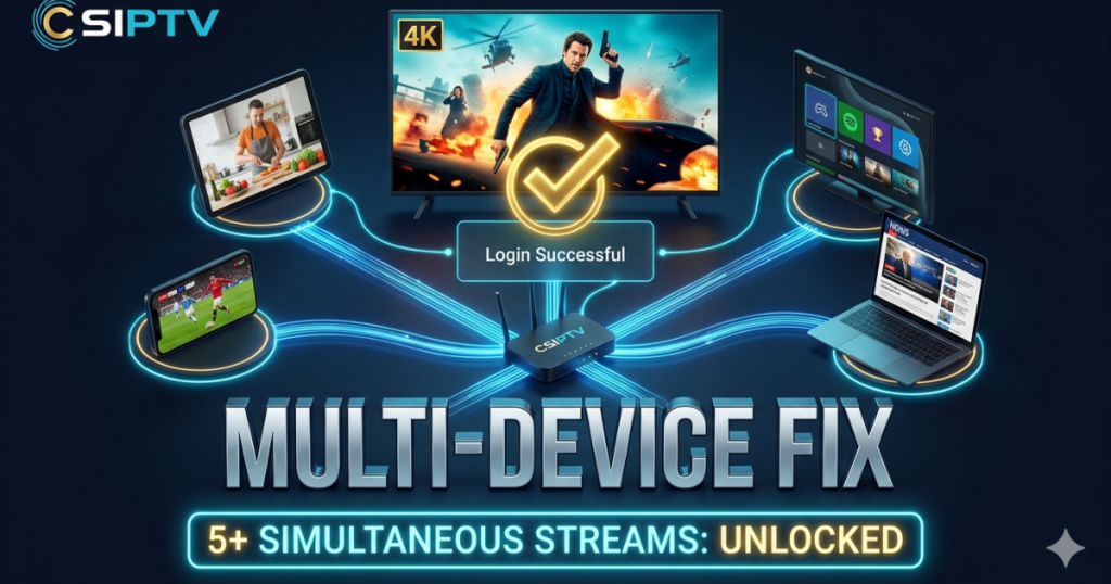 Resolve your Multi-Device Login Fix issues instantly. Learn how CSIPTV supports 5+ connections for seamless streaming on all your devices in 2026.