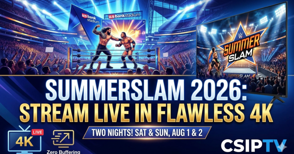 Get ready for SummerSlam 2026 in Minneapolis. Discover how to stream both explosive nights in 4K resolution with zero buffering via CSIPTV.