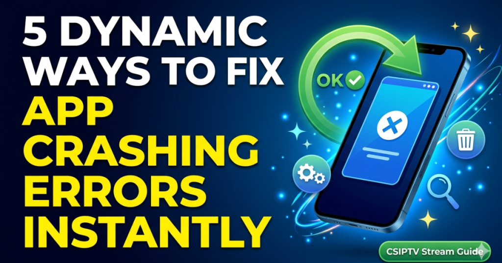 Learn how to Fix App Crashing bugs quickly. Optimize your mobile device, clear deep memory caches, and protect your CSIPTV stream feeds.